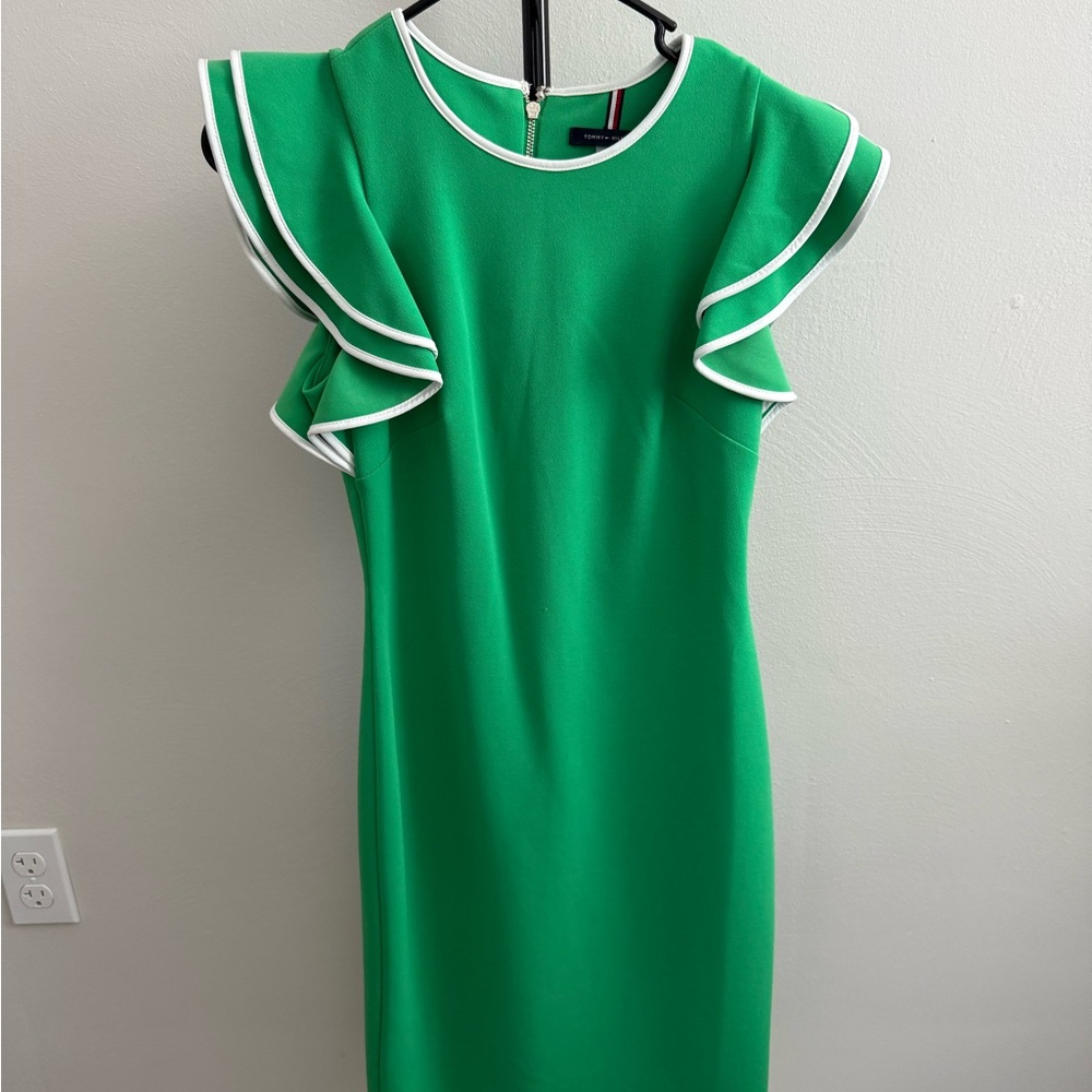 Green Ruffle Sleeve Dress